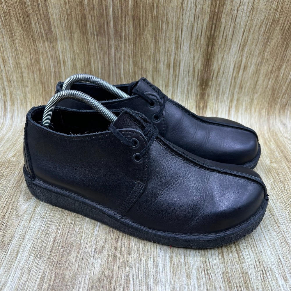Clarks Desert Trek Shoes Men's Size 8.5 Black Leather Center Seam Oxford 36441
